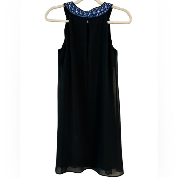 White House Black Market Beaded Detailed Neck Sheer Overlay Halter Dress Size 4 - Picture 4 of 9